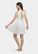 Load image into Gallery viewer, White lyrical dance performance dress with lace and low cut out back
