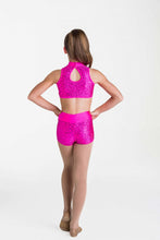 Load image into Gallery viewer, hot pink sequins dance shorts and matching top
