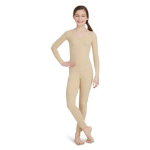 Load image into Gallery viewer, Long Sleeve Childrens Unitard Nude/Black