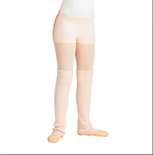 Load image into Gallery viewer, Child wearing ballet stockings, pink legwarmers and ballet shoes
