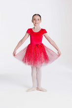 Load image into Gallery viewer, Red velvet cap sleeve ballet tutu and soft chiffon skirt with glitter

