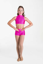 Load image into Gallery viewer, hot pink sequins dance shorts and matching top
