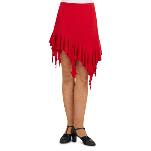 asymmetrical handkerchief red skirt for ballroom dancing