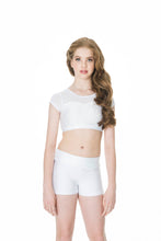 Load image into Gallery viewer, Studio 7 cropped sequins top in white for dance costume
