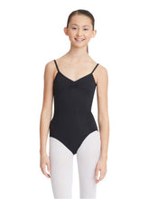 Load image into Gallery viewer, Adjustable camisole leotard with pinch front in black
