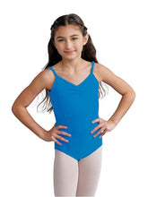 Load image into Gallery viewer, Adjustable camisole leotard with pinch front in blue
